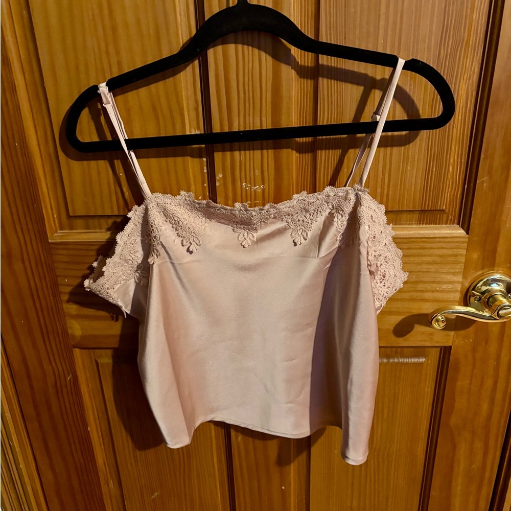 Blue Tassel Pink Lace Cami Tank